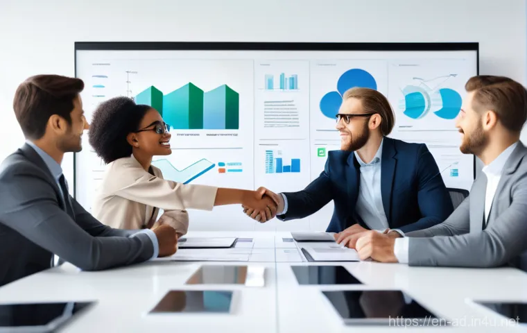 광고홍보사와 고객 관점 광고 접근법 - **Prompt:** A sharp, focused business executive, gender and ethnicity ambiguous, meticulously review...