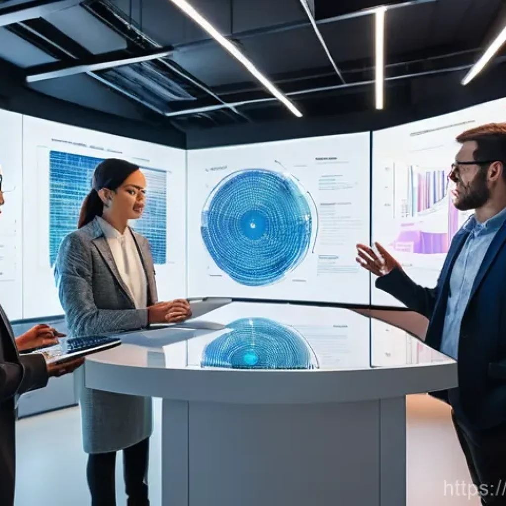 광고홍보사와 광고 효과성 데이터 분석 - **Image Prompt 1: AI-Powered Data Discovery**
"A diverse group of five marketing professionals, ...