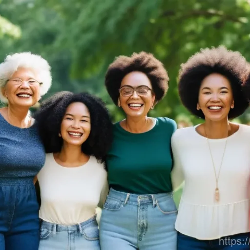 광고홍보사와 광고 콘텐츠 사례 연구 - **Prompt:** A vibrant, candid photograph capturing a diverse group of women (ages 20s to 60s, variou...