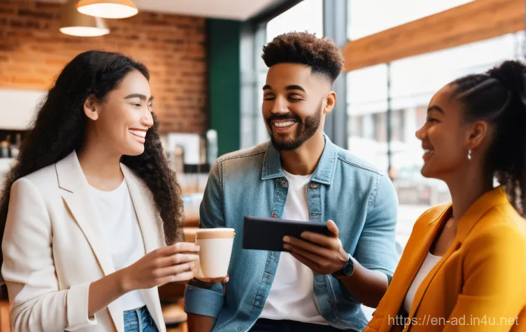 광고홍보사와 브랜드 캠페인 성과 - **Prompt 1: Authentic Brand Connection**
    "A diverse group of young adults, aged 18-30, wearing s...