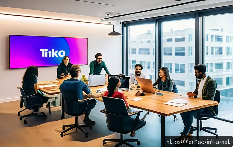 광고홍보사와 영상 콘텐츠 제작 - A dynamic and vibrant digital marketing studio scene featuring a diverse team of creative profession...